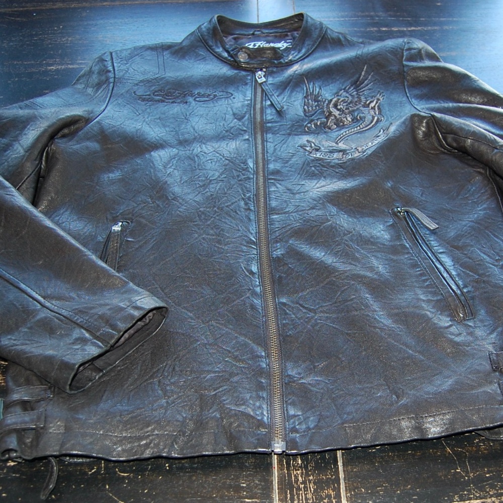 Ed Hardy Leather Jacket size L